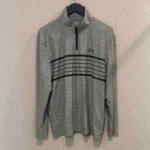 Under Armour Heather Gray Stripe Pullover Medium